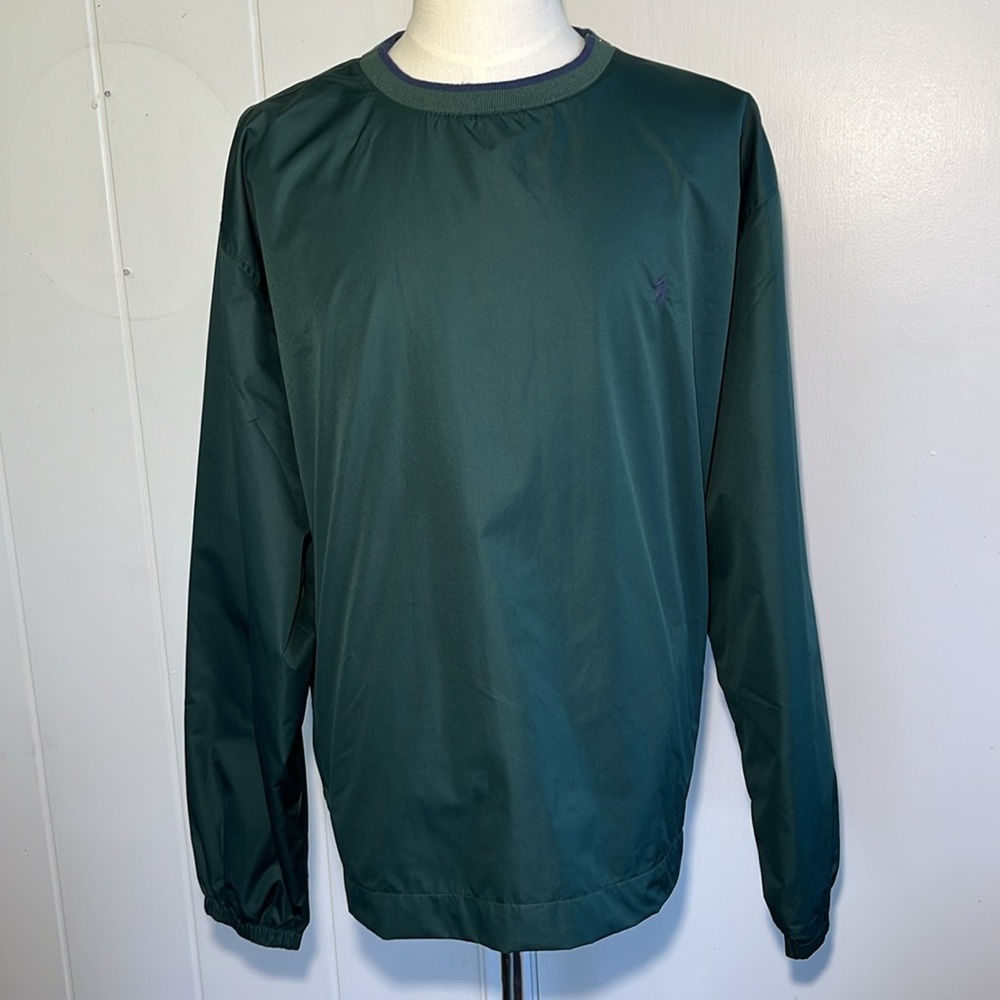 -Polo Golf Green w/Blue Rain/Wind Pullover Shoulder Zip Side Zips Men's XXL